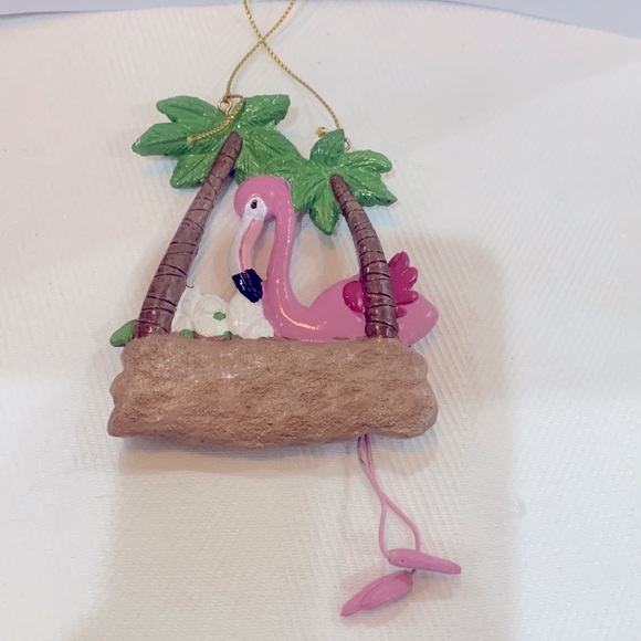 Palm Tree Pink Flamingo Ornament Decoration - Picture 2 of 3